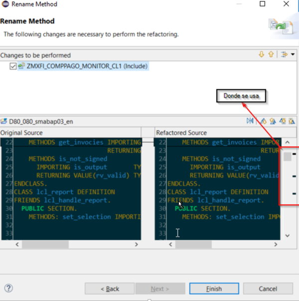 Cambios realizados en Eclipse